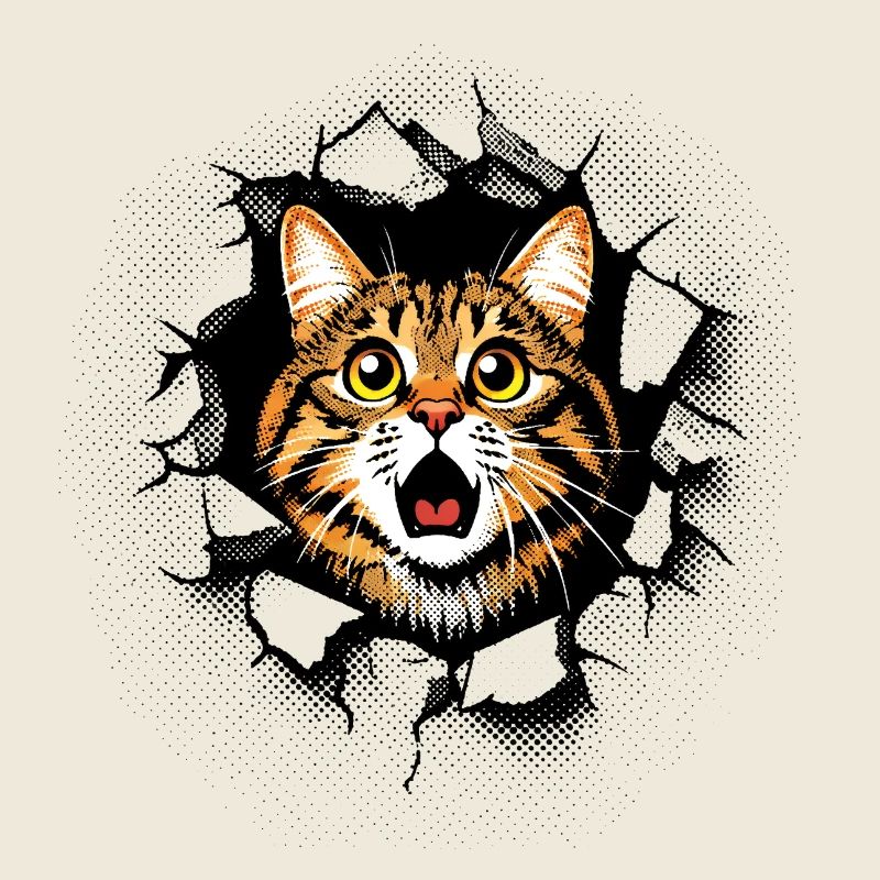 Katze Kopf Mauer Loch Risse Durchbruch