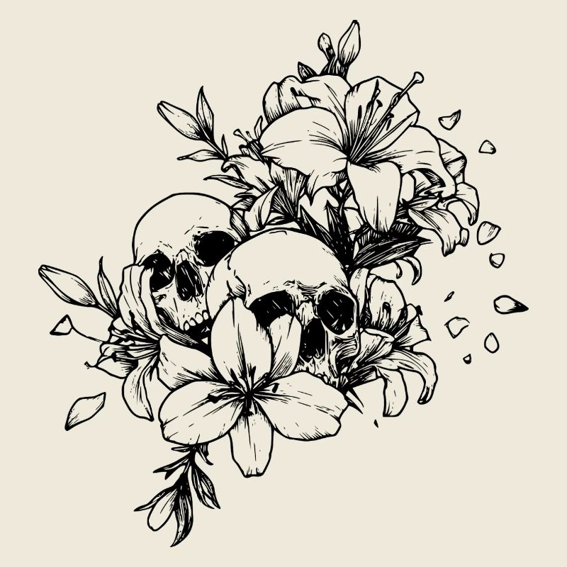 Gothic Skull Flower Shirt Dark Floral Aesthetic