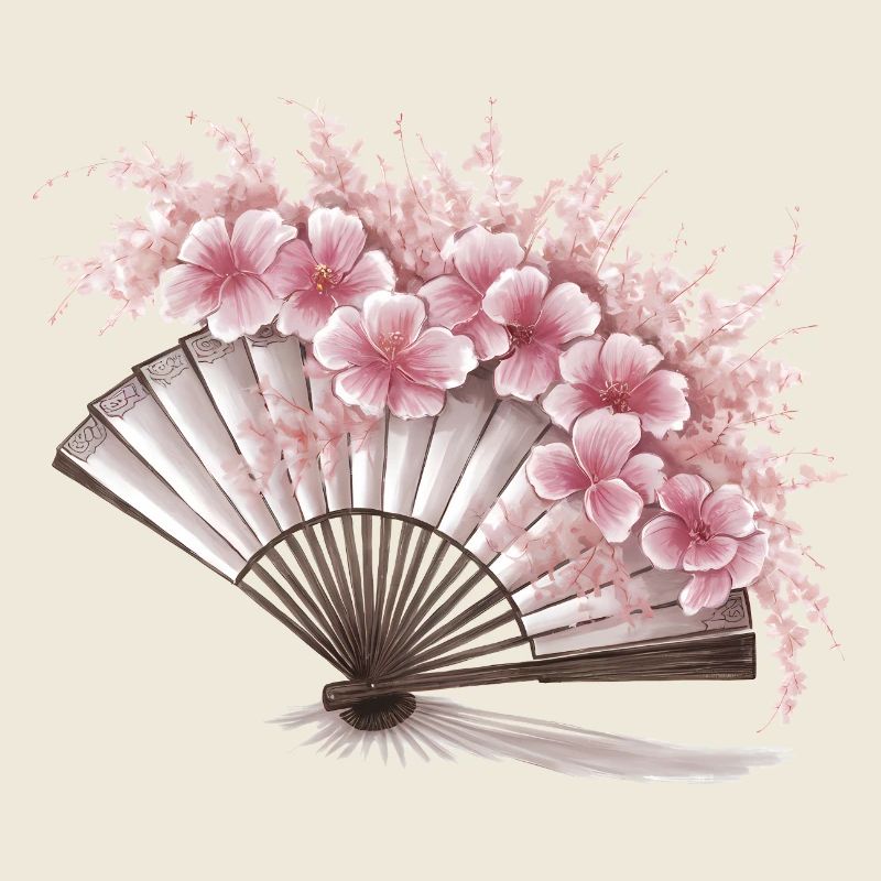 Geblümter japanischer Fächer