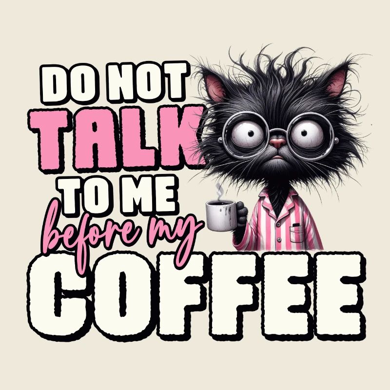 Morgenmuffel Katze mit Kaffee