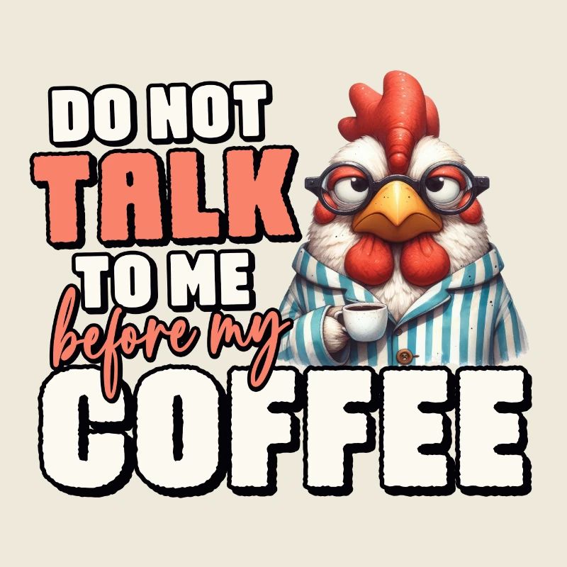 Grumpy rooster with coffee