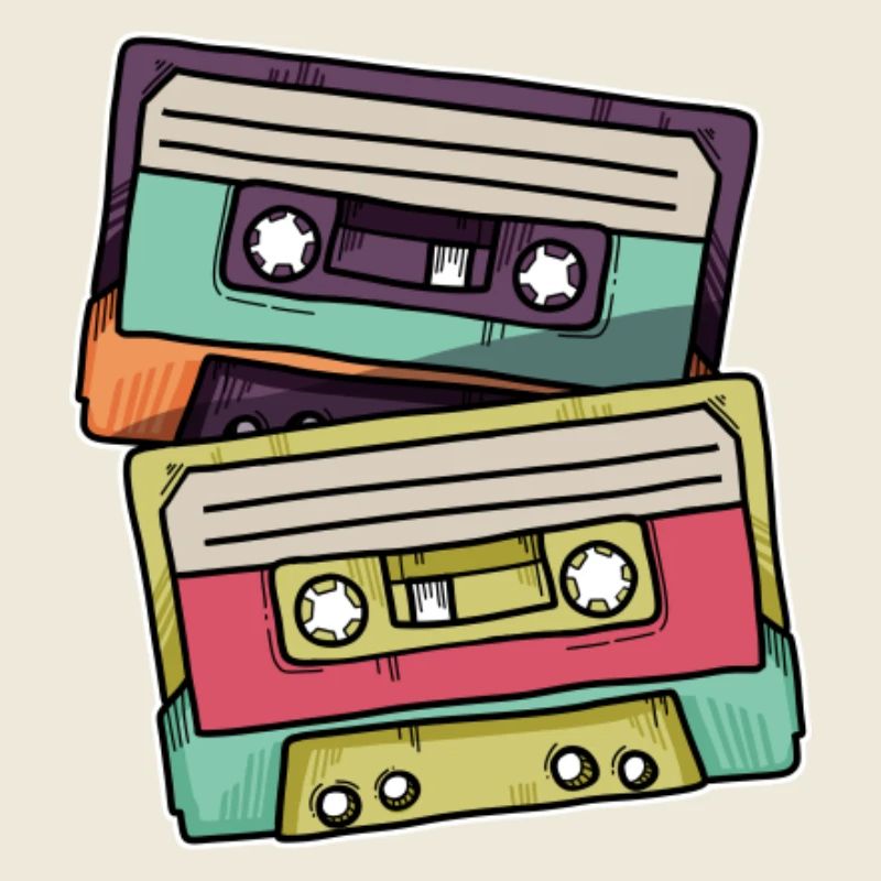 Cassettes rétro colorées