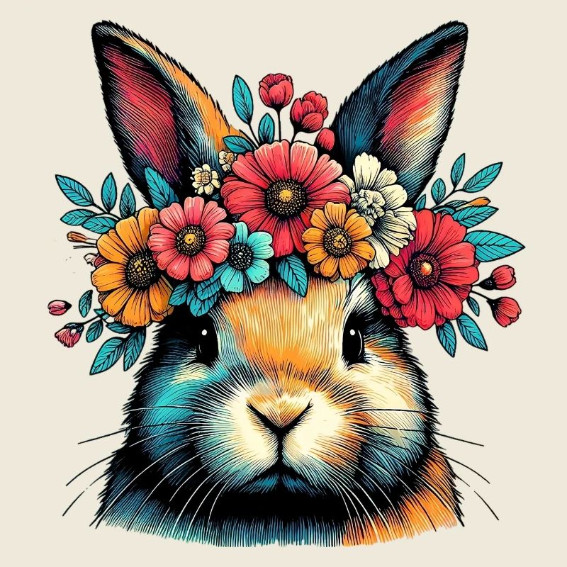 Hase mit Blumen