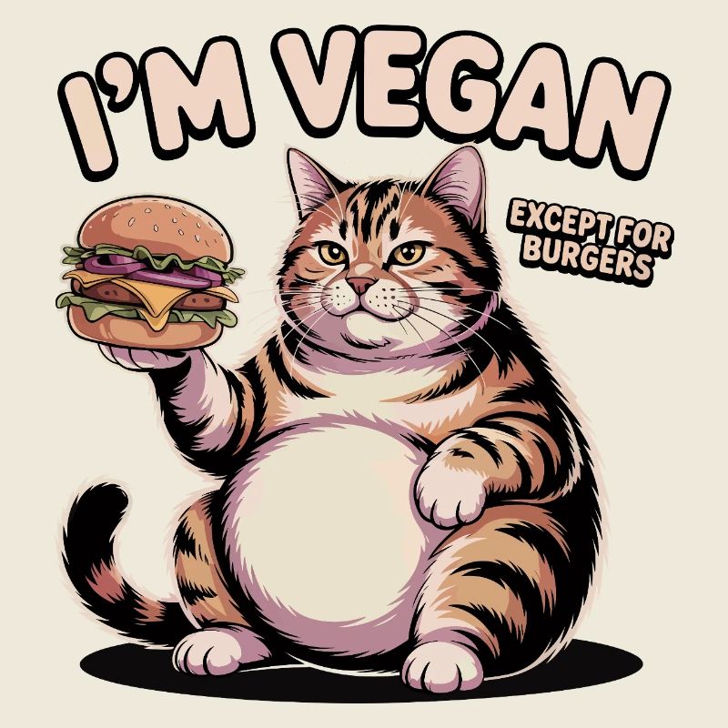 Funny Vegan Cat Burger Design