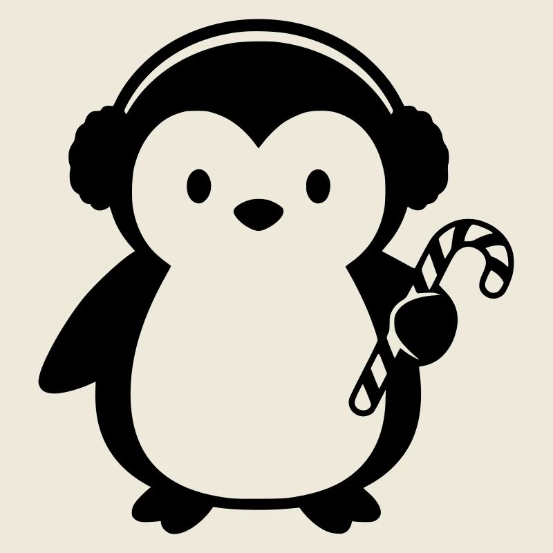 Pingouin mignon avec canne à sucre | Noël