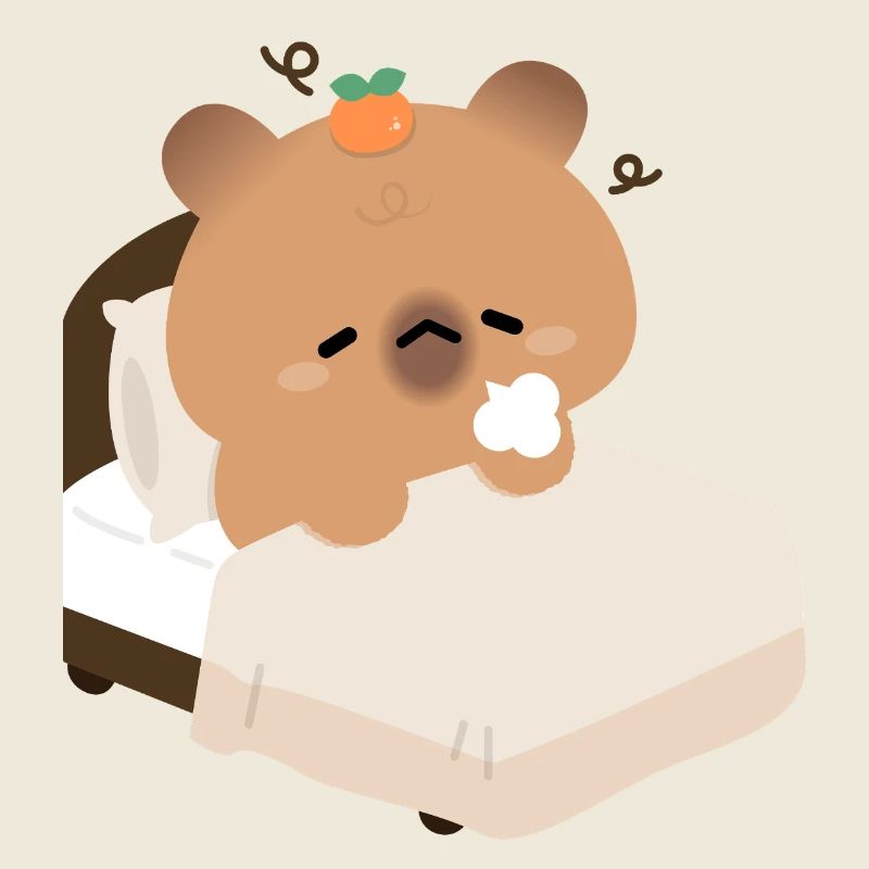 Schläfrige Kapybara im gemütlichen Bett