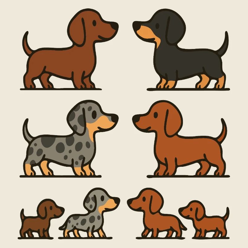 Dachshund Quartet Illustrationspaket