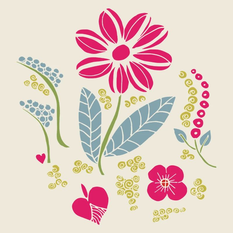 Ornement floral avec feuilles