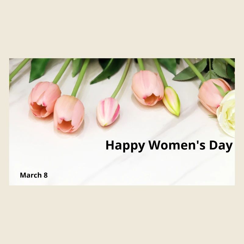 Happy Women's Day Pink Tulips