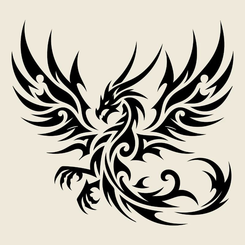 Eleganter Tribal Tattoo Drache mit Flügeln