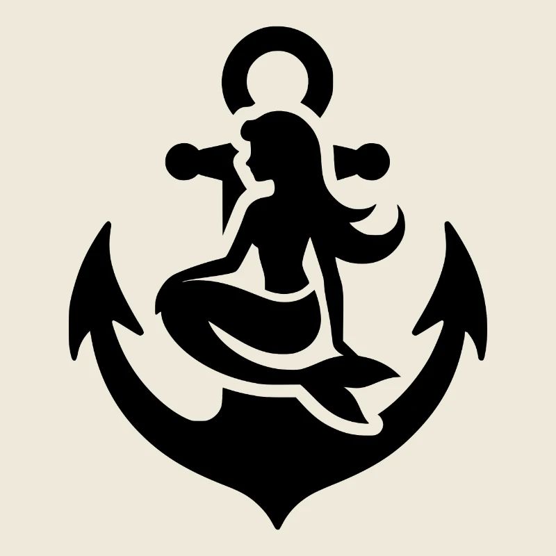 Tattoo Schiff Anker mit hübscher Meerjungfrau