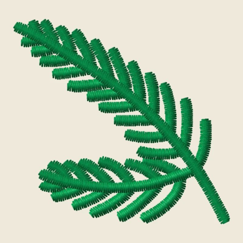 Branches de sapin brodées