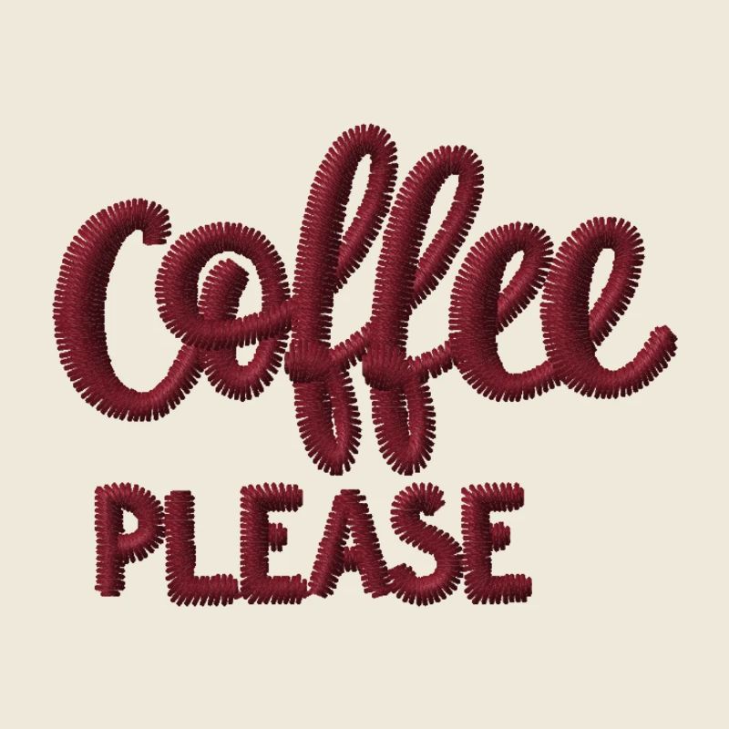 Schriftzug Coffee please bestickt
