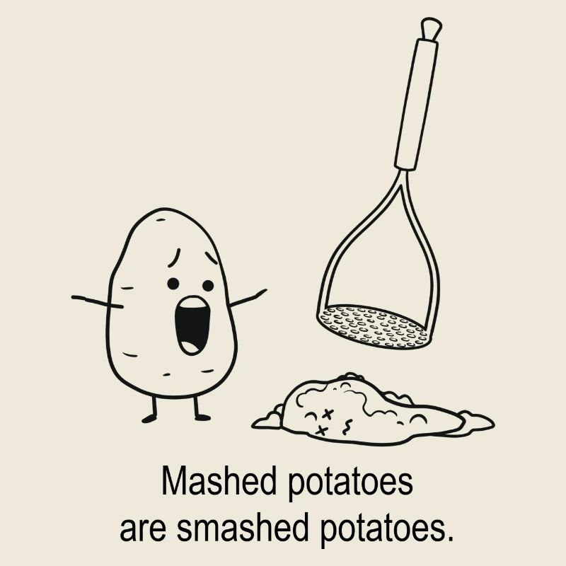 Mashed potatoes are smashed potatoes.