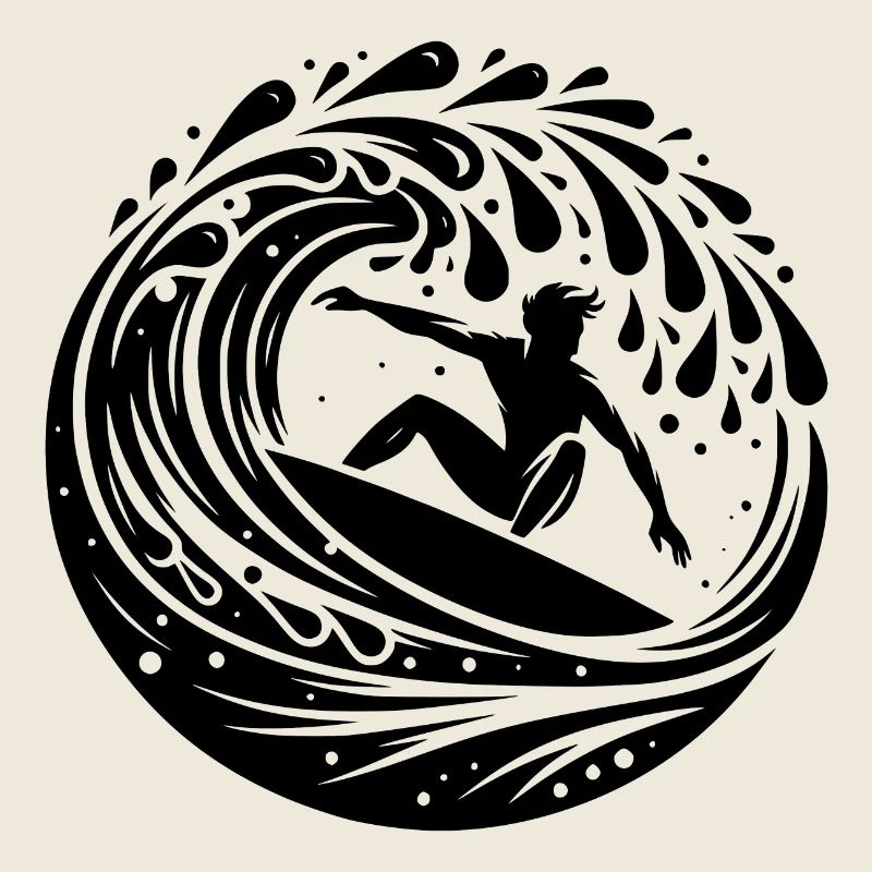 Surfer surfing in the waves with surfboard