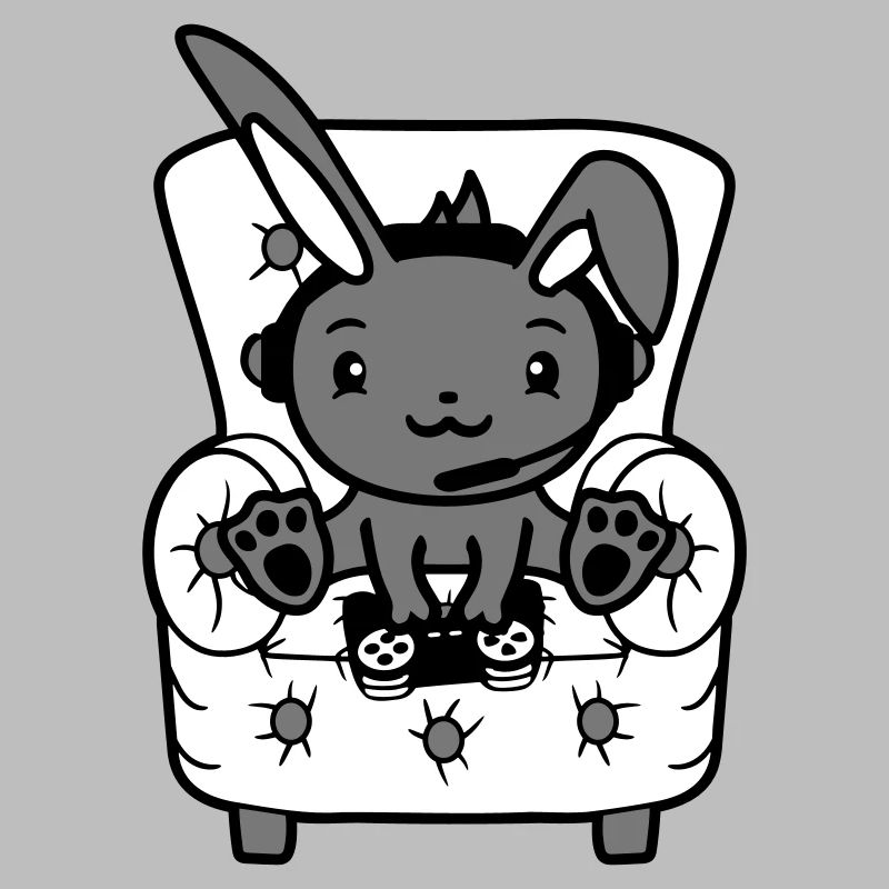 Bunny Playing Controller Console Headset Gamer Nerd