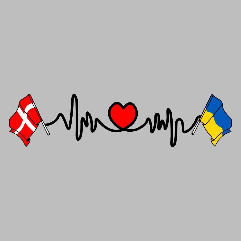 Cardio heart Drapeau Danemark, drapeau Ukraine