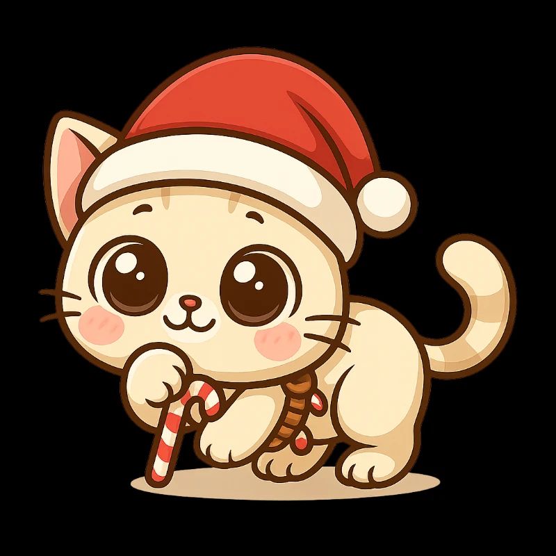 Chat de Noël Kawaii - Design de Noël mignon