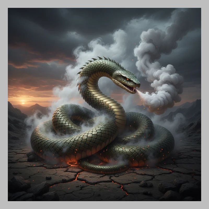 Serpent dans le champ de lave