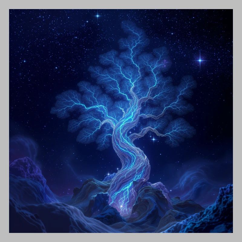 Blauer Blitzbaum Nachtkunst
