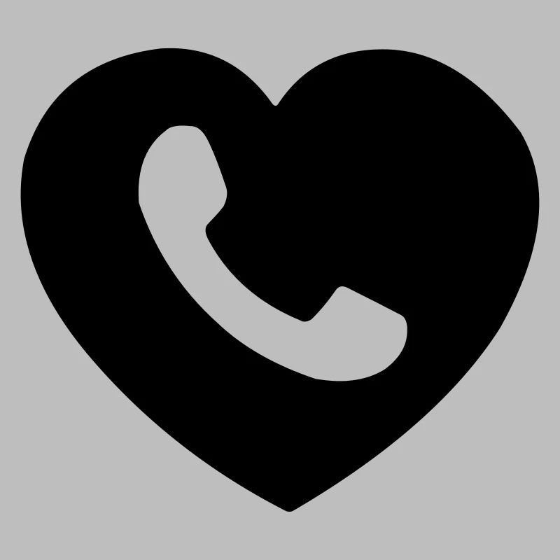 Herz oder Herz mit Telefon ausgeschnittenen Schatten