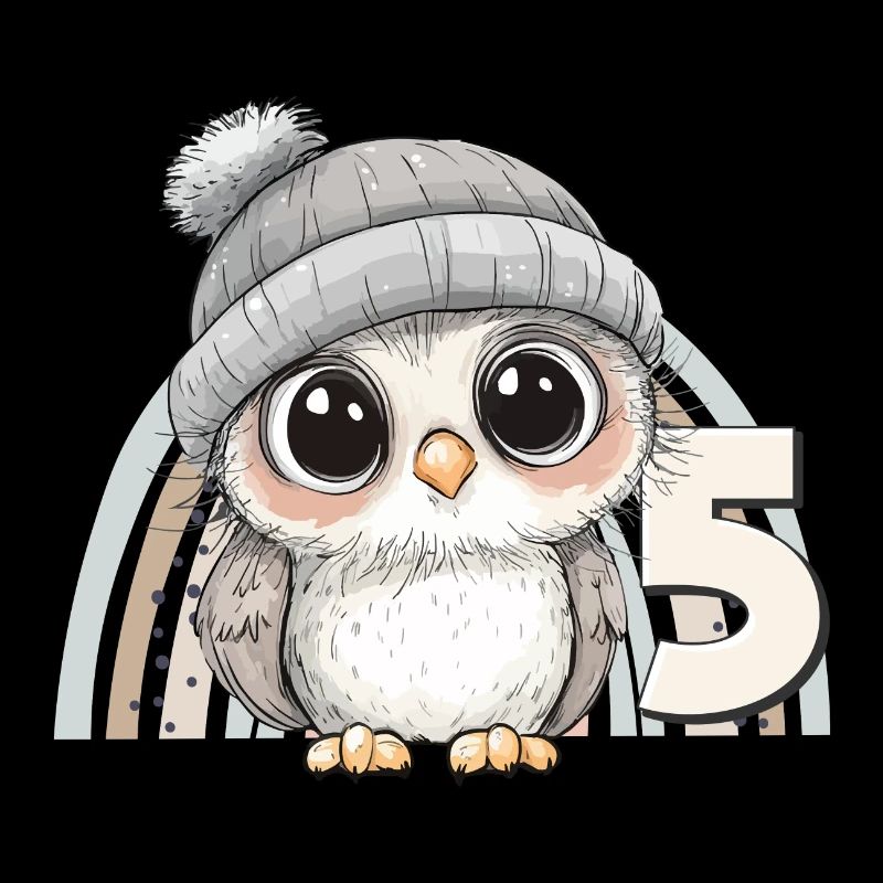 5. Geburtstag Eule Regenbogen Süß Niedlich