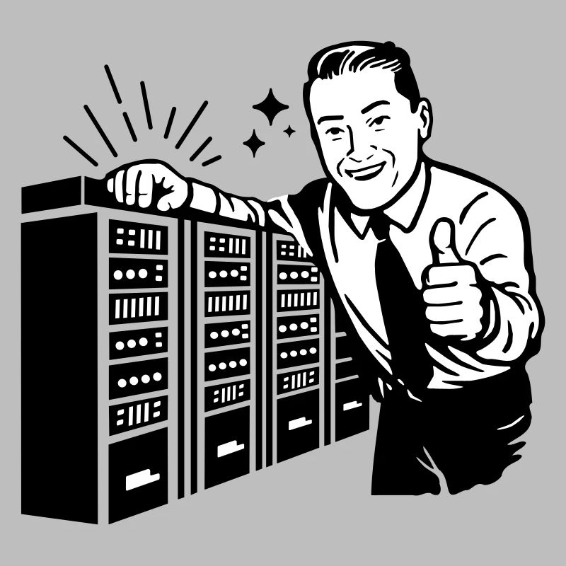 Rétro IT Admin Smiling – Support technique vintage