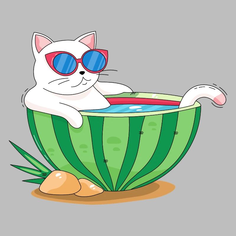 Chat et pastèque