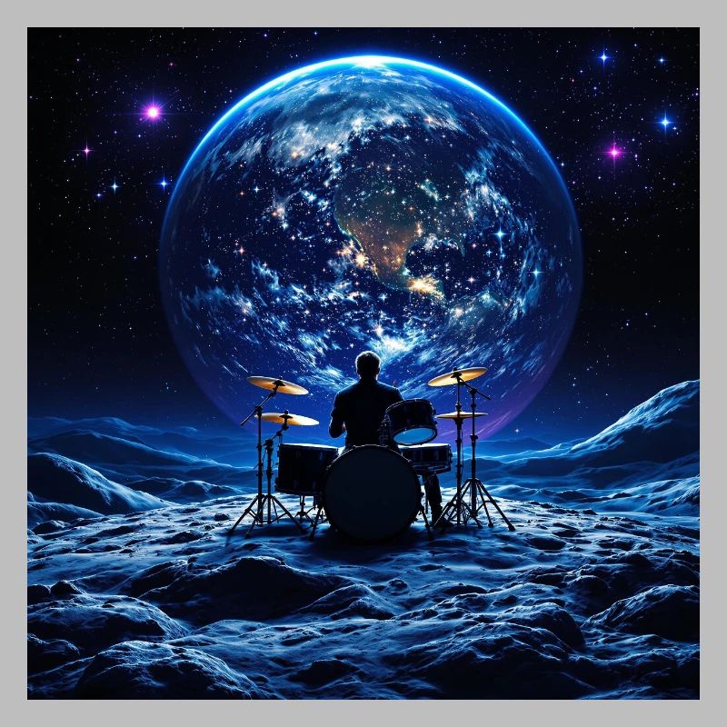 Batteur sur la Lune devant la Terre dans l’espace