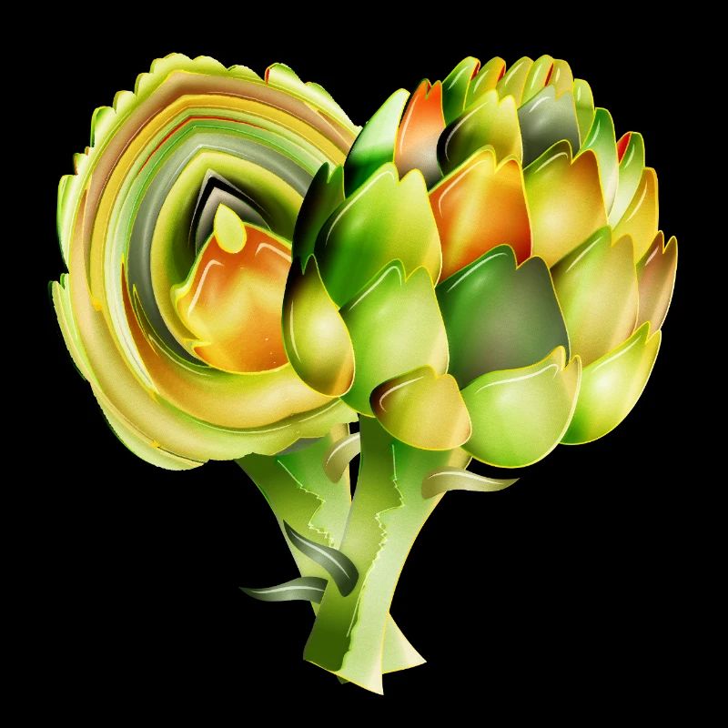 Illustration délicate d’artichauts dans des tons verts chauds