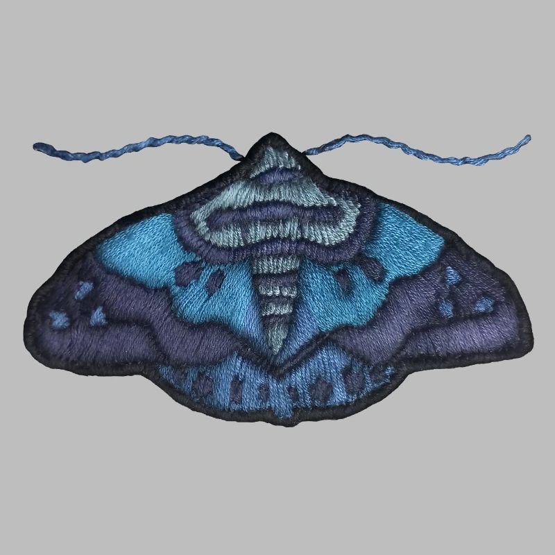 Blue moth – unique embroidered pattern