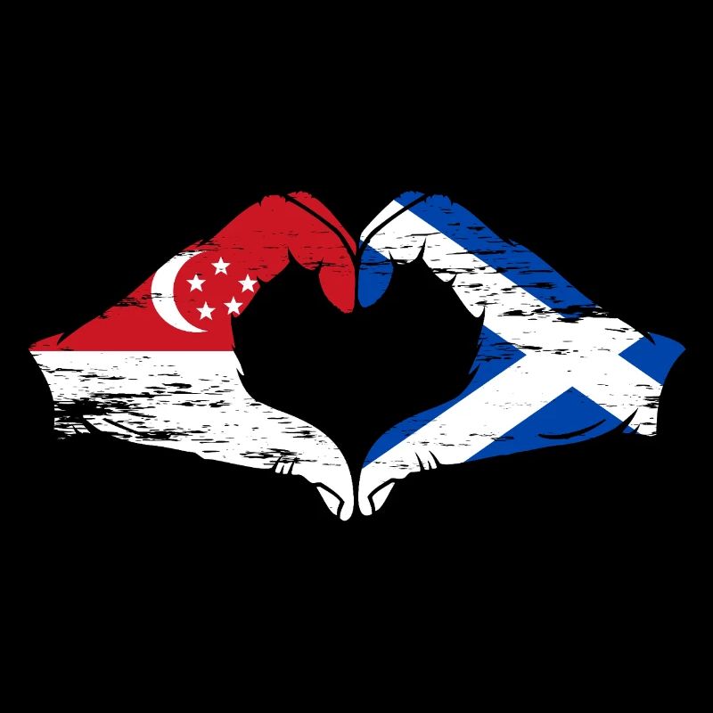 Singapour Drapeau de l’Écosse mains forme de coeur utilisé