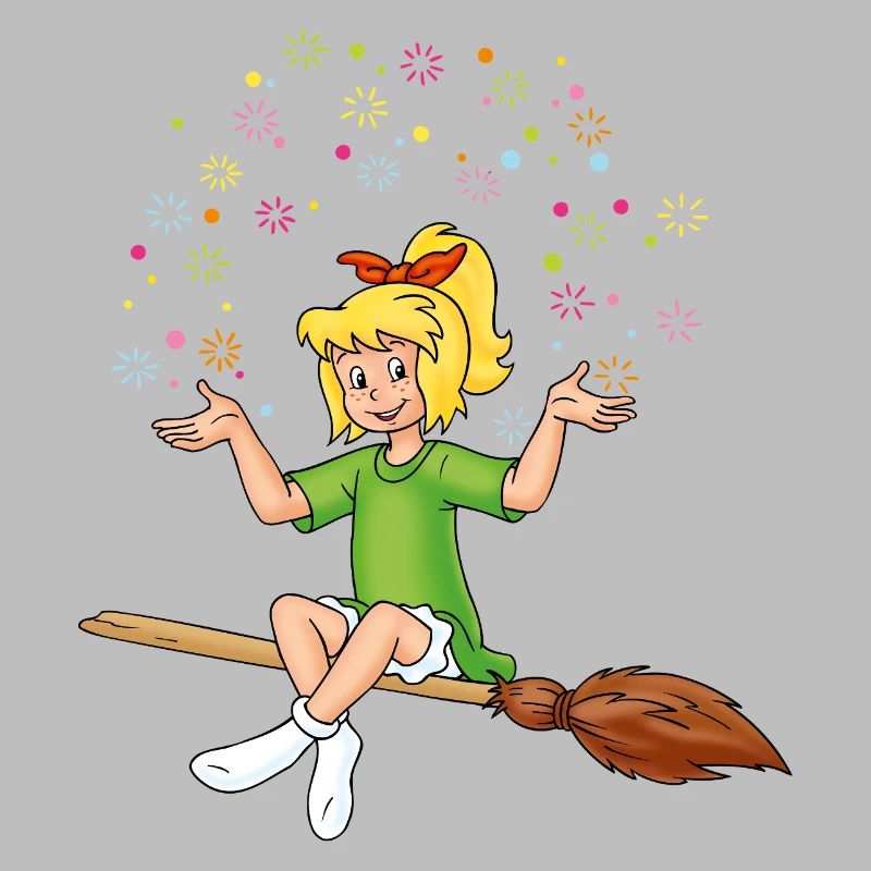 Bibi Blocksberg sits on mashed potatoes stars