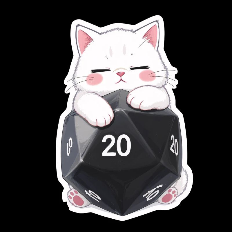 Sleeping Cat Hugging W20 Cube – Cartoon