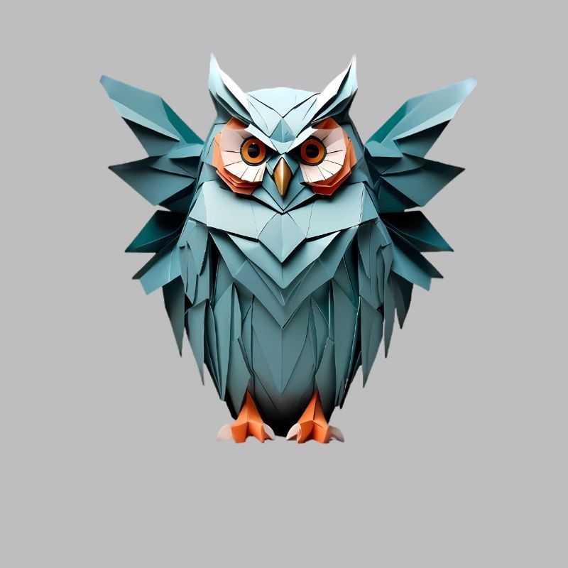 Blau Low-Poly Eule Design