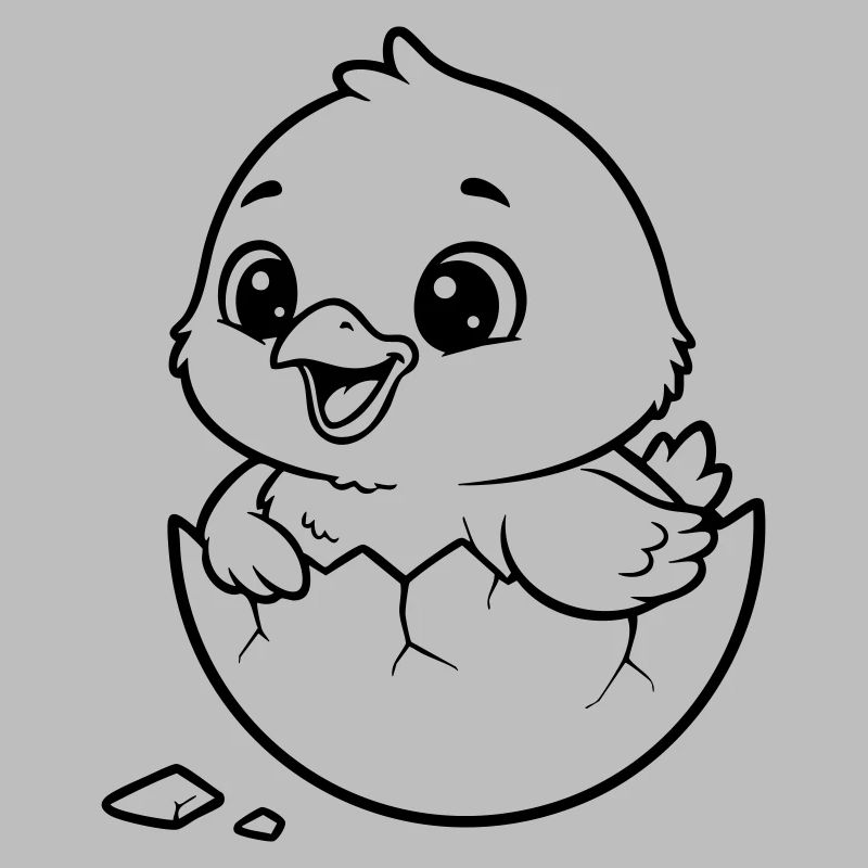 Cute Chick Hatching from Egg