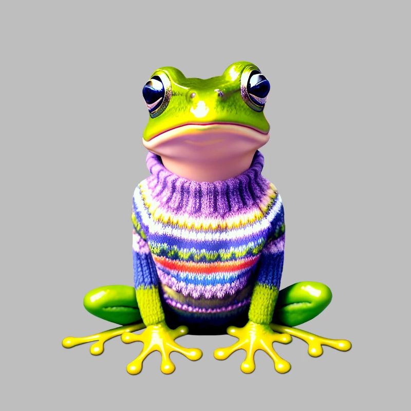 Kleiner Regenbogenfrosch mit Norweger-Pullover