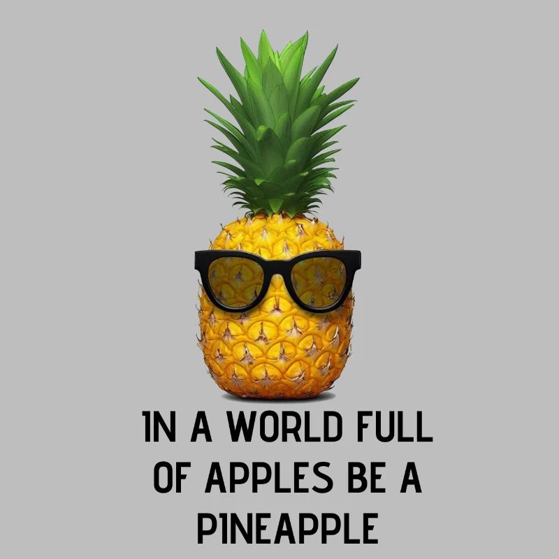 In einer Welt voller Äpfel sei eine Ananas