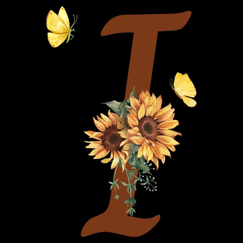 Lettre i tournesol papillon