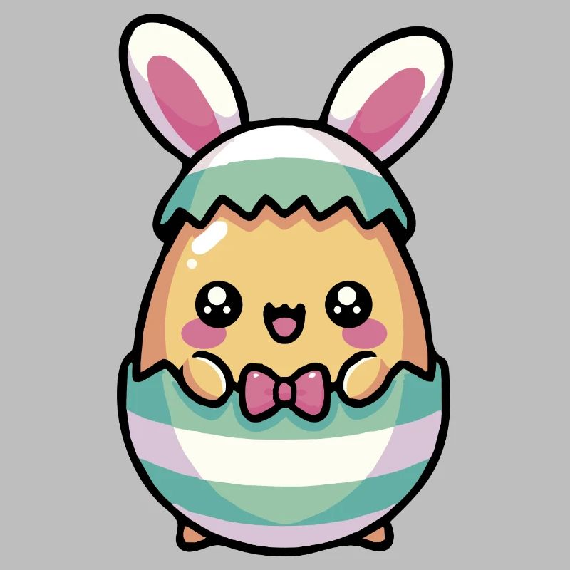Cute Chibi Easter Bunny in a Egg