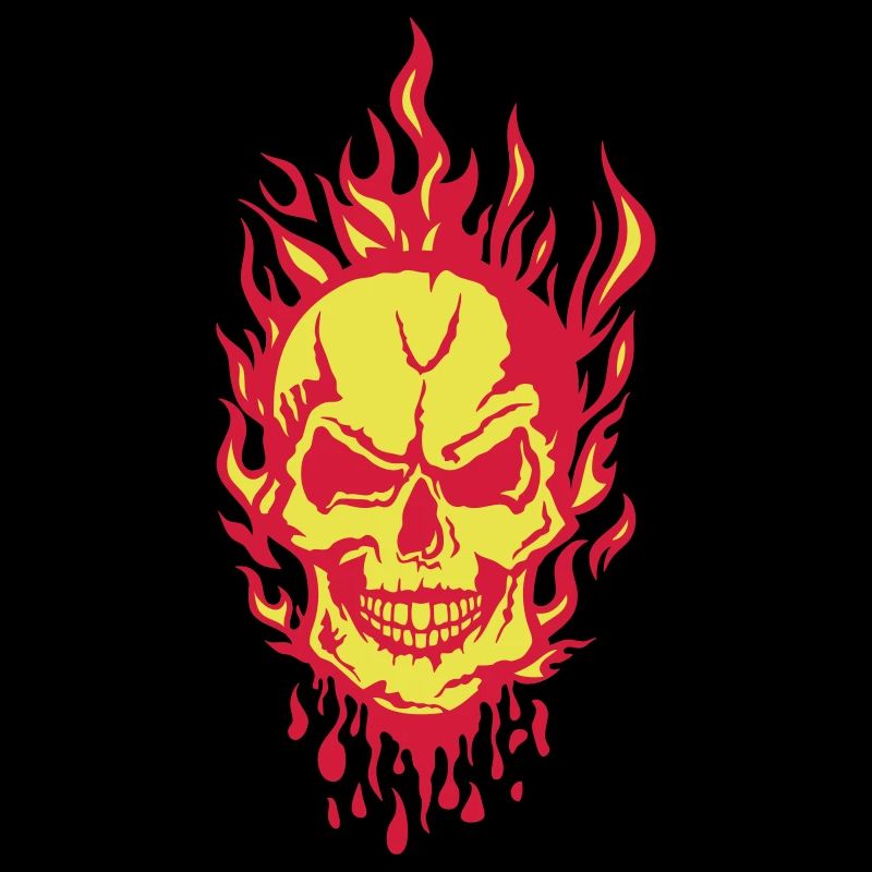 skull blood drop flame fire