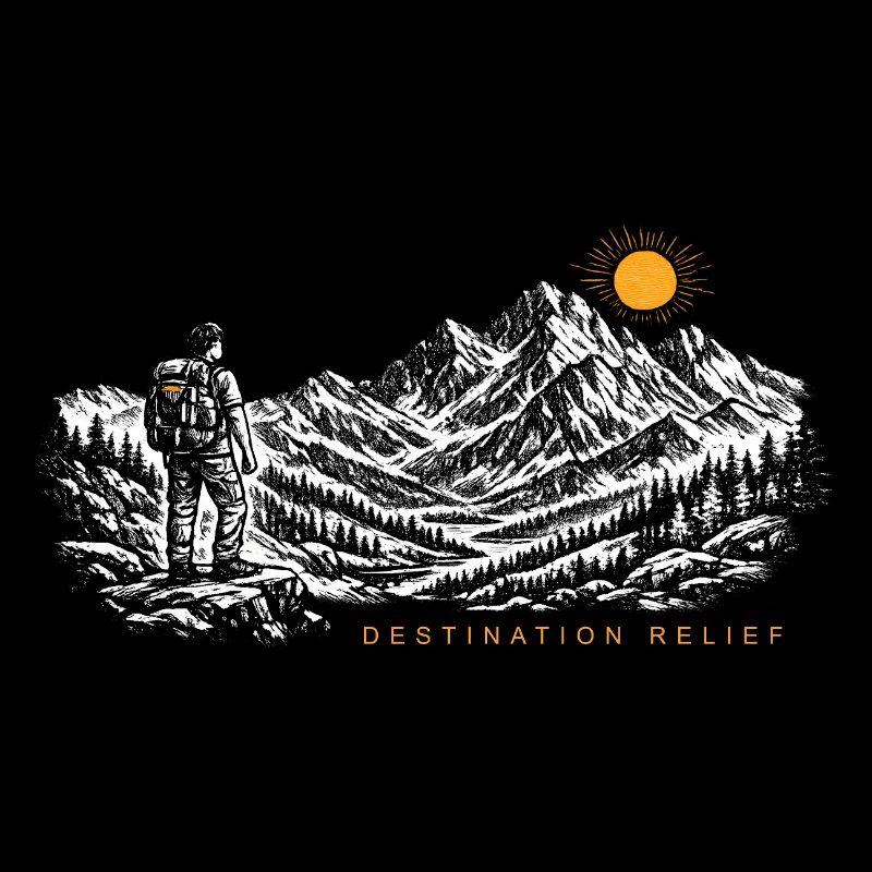 Hiker Sunrise Destination Relief Light