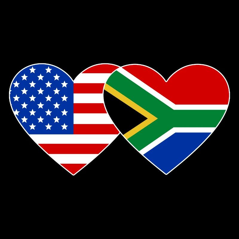 États-Unis, Afrique du Sud, drapeau, forme de coeur