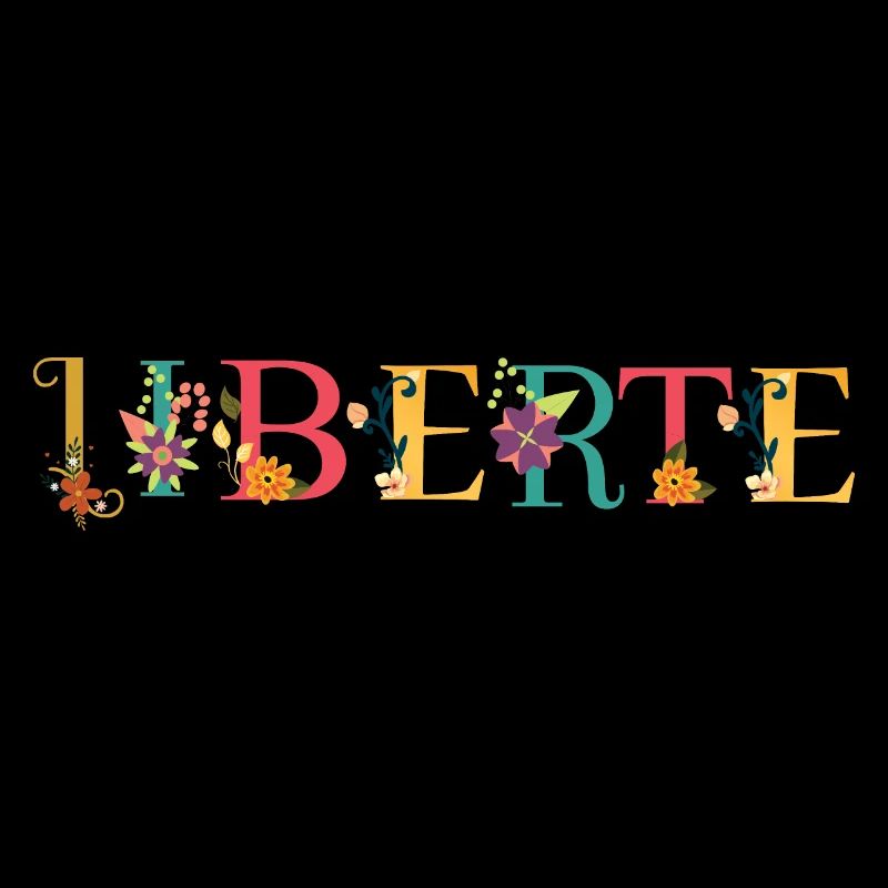 LIBERTE Nom Art avec des fleurs brodées