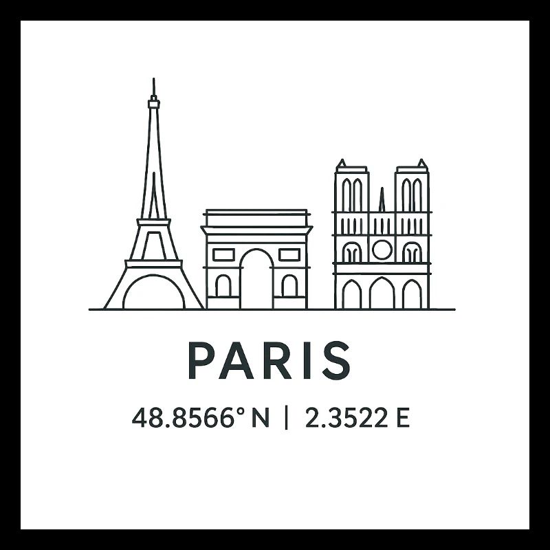Paris Line Art Silhouette Point de repère