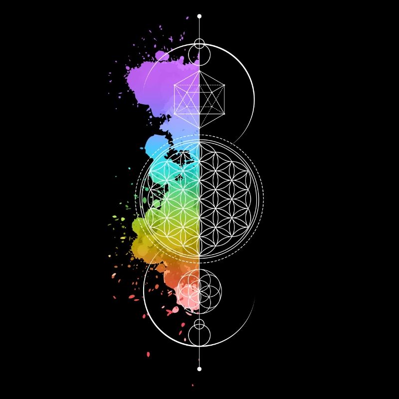 Géométrie Sacrée, Fleur De Vie, Coloré, Élément