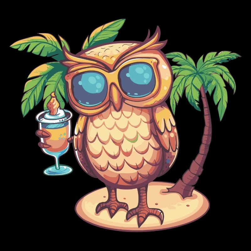 Eule Sommer Strand Comic