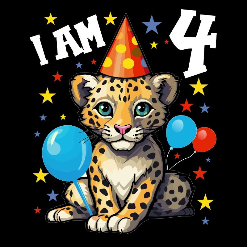 Ich bin 4 Jahre alt Leoparde Leopard 4. Geburtstag