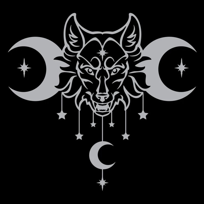 Wicca Moon Wolf - Anpassbare Farbe