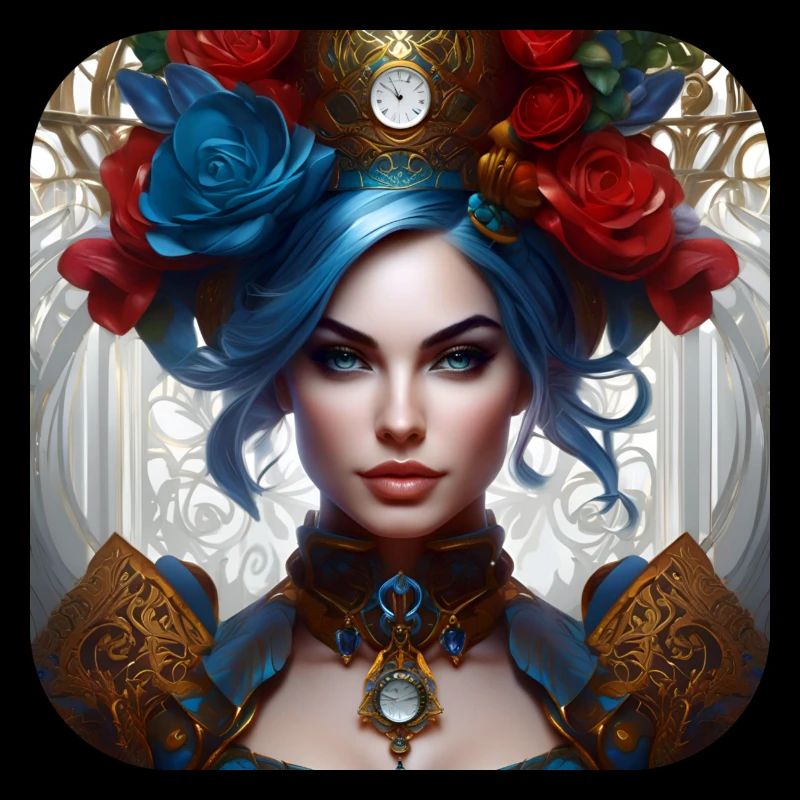 Fille steampunk cool avec des fleurs